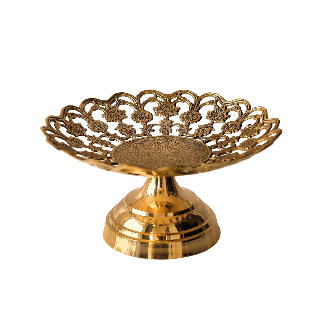 Brass Fruit Basket With Floral Jali Design, Serveware